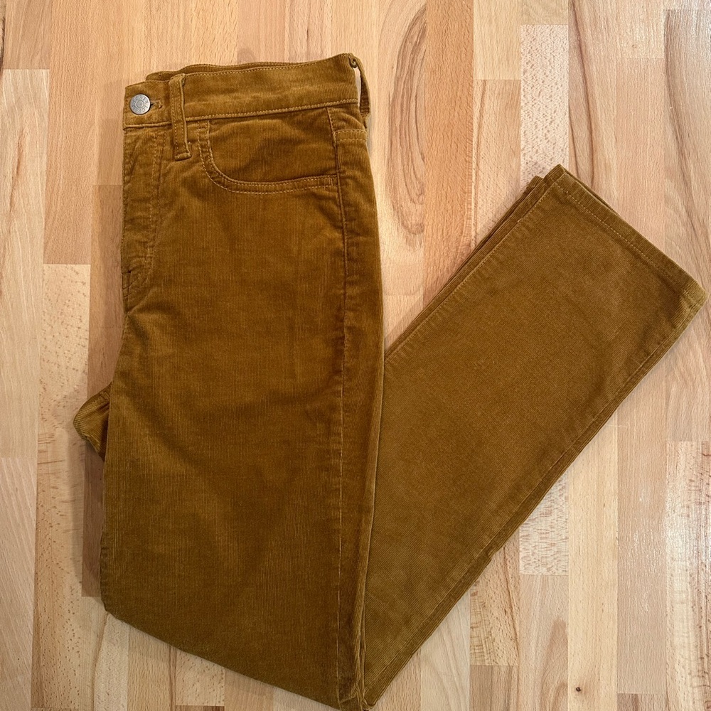 J. Crew Straight Leg Corduroy Pants in Mustard Brown
